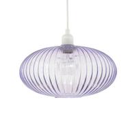 Modern Designer Soft Purple Lilac Line Ribbed Glass Oval Pendant Lamp Shade | 30cm x 17cm | for Kitchen Island Living Room Bedroom Dining Room etc by Happy Homewares