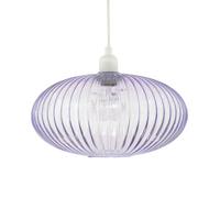 Happy Homewares Modern Designer Soft Lilac Line Ribbed Glass Oval Pendant Lamp Shade