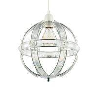 Happy Homewares Modern Designer Spherical Chrome And Clear Acrylic Pendant Light Shade