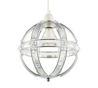 Happy Homewares Modern Designer Spherical Chrome And Clear Acrylic Pendant Light Shade