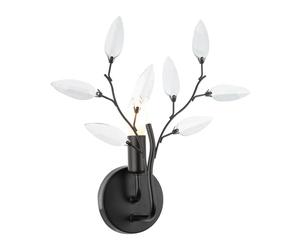 Happy Homewares Modern Designer Tree Birch Matte Black Wall Lighting Fixture with Transparent Acrylic Leaves | 1 x 7w E14 | 30cm x 36cm x 15cm