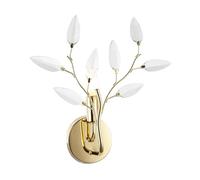 Happy Homewares Modern Designer Tree Birch Polished Brass Plated Wall Light Fixture with Clear Acrylic Leaves | 1 x 7w E14 | 30cm x 36cm x 15cm
