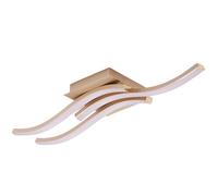 Happy Homewares Modern Designer Triple Wavy Strip Semi-Flush Energy Saving LED Ceiling Light Fixture in Matte Gold Sand | 18w = 75w | 3000k Warm White