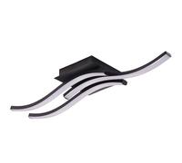 Happy Homewares Modern Designer Triple Wavy Strip Semi-Flush Energy Saving LED Ceiling Light Fixture in Matte Black Sand | 18w = 75w | 3000k Warm White