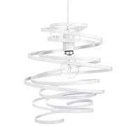 Happy Homewares Modern Designer White Gloss Metal Double Ribbon Spiral Swirl Ceiling Light Pendant Shade | 23cm Diameter | 60w Maximum