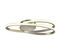 Happy Homewares Modern Double Swirl Strip Energy Saving LED Flush Ceiling Light Fitting in Brushed Satin Nickel | 38w = 125w | 3000k Warm White | 2128 Lumens | IP20 Rated