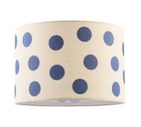 Happy Homewares Modern Dusty Amparo Blue Linen Fabric Polka Dot Design Drum Lamp Shade