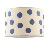 Happy Homewares Modern Dusty Amparo Blue Linen Fabric Polka Dot Design Drum Lamp Shade