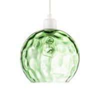 Happy Homewares Modern Emerald Green Dimpled Round Glass Pendant Ceiling Light Shade