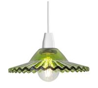 Happy Homewares Modern Emerald Green Glass Pendant Light Shade With Rippled Design