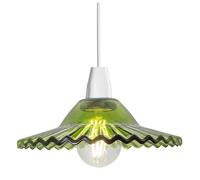 Happy Homewares Modern Emerald Green Glass Pendant Light Shade with Rippled Design Happy Homewares Green