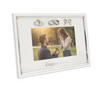 Happy Homewares Modern Engagement 4x6 Photo Frame in Nickel Plating with Double Rings