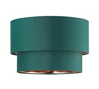 Happy Homewares Modern Forest Green Cotton Double Tier Ceiling Shade with Shiny Copper Inner