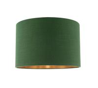 Happy Homewares Modern Forest Green Cotton Lamp Shade With Brushed Gold Inner Lining