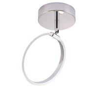 Happy Homewares Modern Fully Adjustable Chrome Circular Halo Style Ring LED Ceiling or Wall Light Fitting | 23cm x 17cm | 6w LED 300 Lumens Warm White