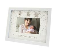 Modern Granddaughter 4x6 White Frame with Silver Foil Falling Dots, White