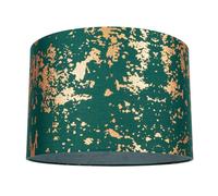 Modern and Unique Forest Green Cotton Fabric Lamp Shade with Copper Shimmer Foil Design for Table or Ceiling Usage | 30cm Diameter | 60w Maximum by Happy Homewares