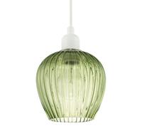 Happy Homewares Modern Green Easy Fit Pendant Lighting Shade with Ridged Fluted Lines
