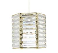 Happy Homewares Modern Hexagonal Polished Gold Pendant Shade with Clear Acrylic Rods