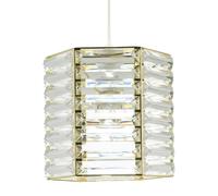 Happy Homewares Modern Hexagonal Polished Gold Pendant Shade with Clear Acrylic Rods