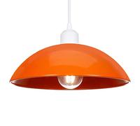 Happy Homewares Modern Industrial Retro Designer Orange Gloss Disc Curved Metal Ceiling Pendant Lighting Shade | 60w Maximum | 28cm Diameter