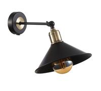 Happy Homewares Modern Industrial Switched Wall Light Fitting in Matte Black and Antique Brass