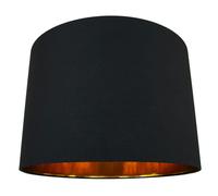 Happy Homewares Modern Jet Black Cotton 16" Floor/Pendant Lamp Shade with Shiny Golden Inner
