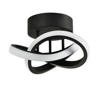 Happy Homewares Modern LED Black Ceiling Light with Swirl Thick Metal Strip Creates 1253 Lumens