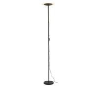 Happy Homewares Modern LED Black Switched Uplighter Floor Lamp with Frosted White Polycarbonate Shade | 180cm x 25cm | Rocker Switch on Hanging Cable | 1 x 18w