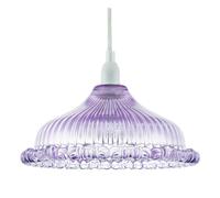 Happy Homewares Modern Lilac Line Ribbed Glass Pendant Light Shade with Moulded Edge