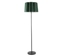 Happy Homewares Modern Matte Black Floor Lamp with Forest Green Velvet Scallop Shade