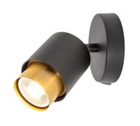 Happy Homewares Modern Matte Black Spot Wall Light Fitting With Inner Gold Metal
