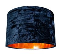 Happy Homewares Modern Midnight Blue Crushed Velvet 12" Table/Pendant Shade with Copper Inner