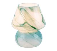 Happy Homewares Modern Mini Mushroom Glass Table Lamp With Blue Teal Effect Pattern