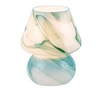 Happy Homewares Modern Mini Mushroom Glass Table Lamp With Blue Teal Effect Pattern