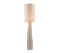 Happy Homewares Modern Natural Oatmeal Linen Floor Lamp with Fabric Drum Shade and Conical Base | 130cm x 30cm | Inline Cable Foot Switch
