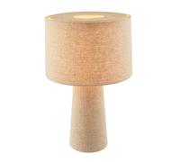 Happy Homewares Modern Natural Oatmeal Linen Table Lamp with Fabric Shade and Base