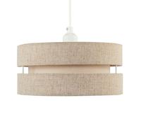 Happy Homewares Modern Natural Textured Oatmeal Linen Triple Tier Pendant Light Shade