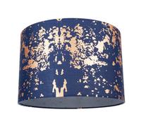 Happy Homewares Modern Navy Blue Cotton Fabric Shade With Copper Foil Decor For Table Or Ceiling
