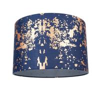 Happy Homewares Modern Navy Blue Cotton Fabric Shade with Copper Foil Decor for Table or Ceiling