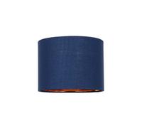 Modern and Stylish Midnight Navy Blue Cotton Fabric Small 8" Drum Lamp Shade with Shiny Copper Inner - 40watt Maximum by Happy Homewares