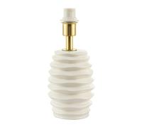 Happy Homewares Modern Off-White Gloss Ceramic Table Lamp Base with Rippled Grooves