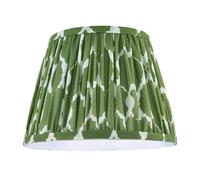Modern Olive Green Pleated Cotton Fabric Lamp Shade with Wavy Design | Inner White Faux Silk Lining | 18cm x 25cm by Happy Homewares