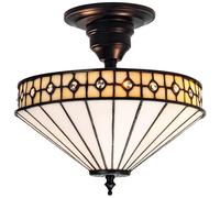 Happy Homewares Modern Opal Tiffany Glass Light with Small Circular Clear Beads in White | Size: 12 inches Happy Homewares White 12 inches