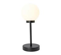 Happy Homewares Modern and Chic Opal White Glass Globe Table Light with Matte Black Metal Tall Stem | 1 x 7w E14 | 32cm x 13cm