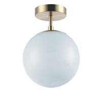 Happy Homewares Modern Opal White Snowflake Glass Globe IP44 Bathroom Ceiling Light Fitting in Classic Antique Brass | 28cm x 20cm