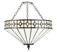 Modern Designer Opal White Tiffany Easy Fit Pendant Shade with Small Circular Clear Glass Beads | 30cm Diameter | 60w Maximum by Happy Homewares