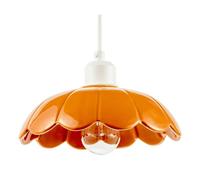 Happy Homewares Modern Orange Gloss Ceramic Pendant Light Shade with Scallop Edge Happy Homewares Orange