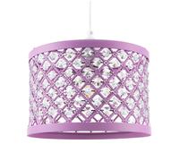 Happy Homewares Modern Ornate Lavender Lilac Pendant Shade with Clear Acrylic Beads