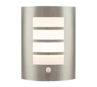 Happy Homewares Modern Outdoor IP44 Stainless Steel Flush Wall Lamp Fitting with PIR Sensor | Adjustable to 8m | Lux Control | Time on Settings